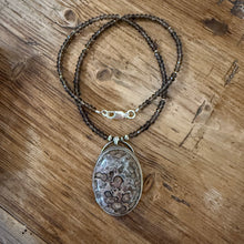 Leopard Skin Jasper, Smoky Quartz & Navajo Pearl Necklace