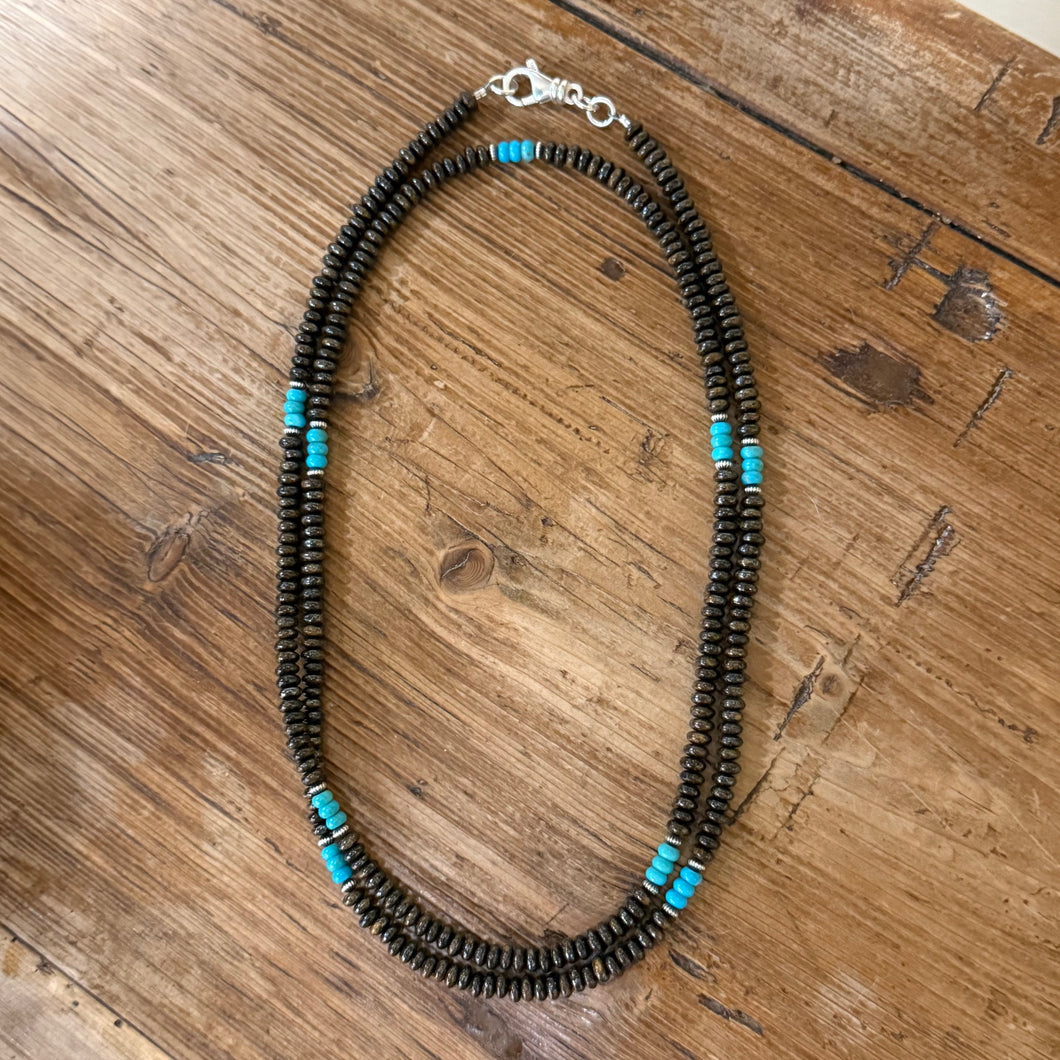 Bronzite and Turquoise Necklace