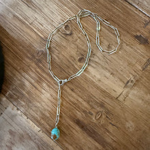 Kingman Turquoise Sterling Paperclip Chain Lariat