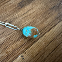 Kingman Turquoise Sterling Paperclip Chain Lariat