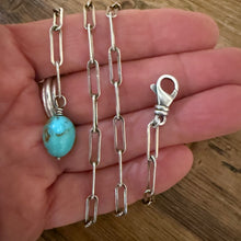 Kingman Turquoise Sterling Paperclip Chain Lariat