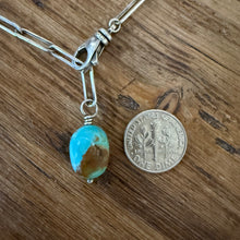 Kingman Turquoise Sterling Paperclip Chain Lariat