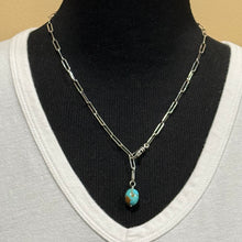 Kingman Turquoise Sterling Paperclip Chain Lariat