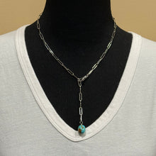 Kingman Turquoise Sterling Paperclip Chain Lariat