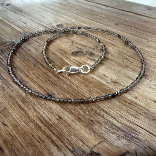 Dainty Smoky Quartz & Hematite Necklace