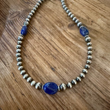 Sterling Navajo Pearl & Lapis Necklace