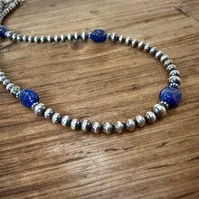Sterling Navajo Pearl & Lapis Necklace