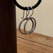 Hammered Sterling Dangle Hoop Earrings