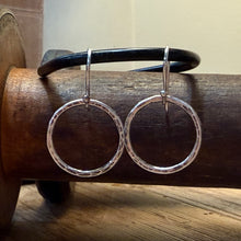 Hammered Sterling Dangle Hoop Earrings