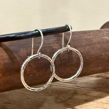 Hammered Sterling Dangle Hoop Earrings