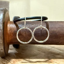 Hammered Sterling Dangle Hoop Earrings