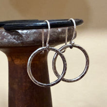 Hammered Sterling Dangle Hoop Earrings