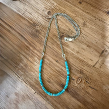 Genuine Turquoise & Sterling Cable Chain Necklace