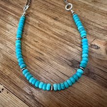 Genuine Turquoise & Sterling Cable Chain Necklace