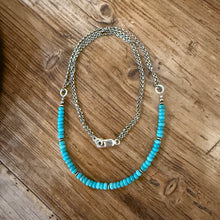 Genuine Turquoise & Sterling Cable Chain Necklace