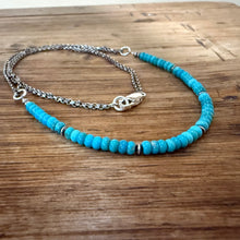 Genuine Turquoise & Sterling Cable Chain Necklace