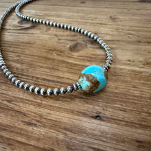 Sterling Navajo Pearl & Kingman Turquoise Choker Necklace