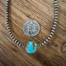 Sterling Navajo Pearl & Kingman Turquoise Choker Necklace