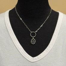 Sterling Paperclip Chain Bezel Crystal Pendant Necklace