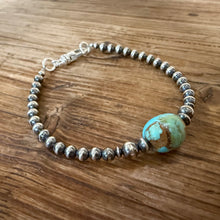 Sterling Navajo Pearl & Kingman Turquoise Bracelet