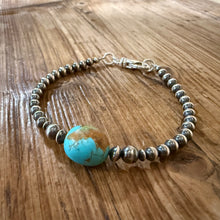 Sterling Navajo Pearl & Kingman Turquoise Bracelet