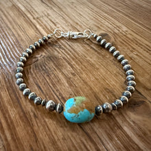 Sterling Navajo Pearl & Kingman Turquoise Bracelet