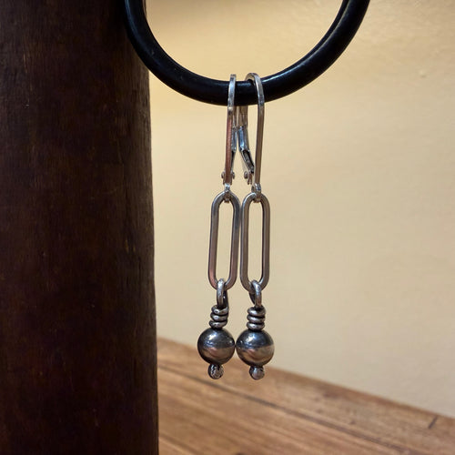 Sterling Paperclip Chain & Navajo Pearl Earrings