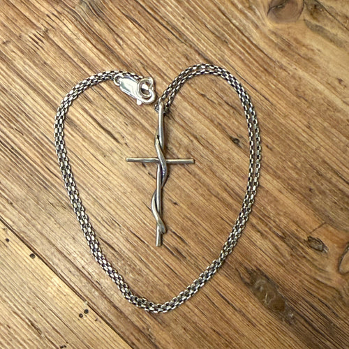 Sterling Silver Twisted Cross Necklace
