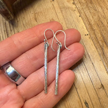 Hammered Sterling Bar Earrings