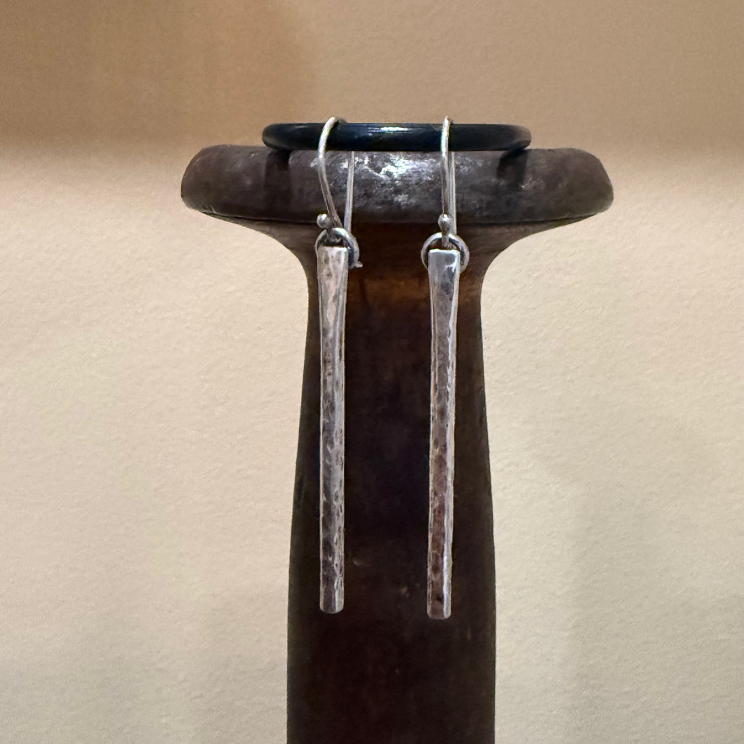 Hammered Sterling Bar Earrings