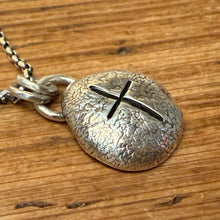 Hand Stamped Sterling Cross Pendant Necklace