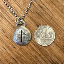 Hand Stamped Sterling Cross Pendant Necklace