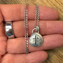 Hand Stamped Sterling Cross Pendant Necklace