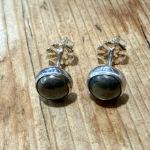Sterling Silver Bezel Set Pyrite Stud Earrings