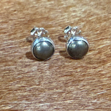 Sterling Silver Bezel Set Pyrite Stud Earrings