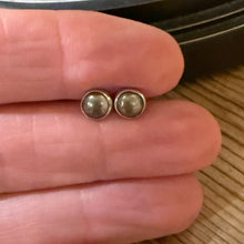 Sterling Silver Bezel Set Pyrite Stud Earrings