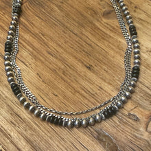 Sterling Silver Navajo Pearl & Black Onyx Multi Strand Necklace