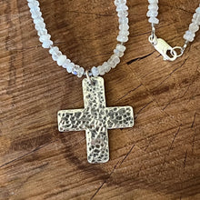Moonstone Smokey Quartz Sterling Cross Necklace