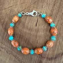 Apple Coral Kingman Turquoise Sterling Bracelet