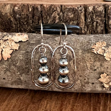 Hammered Sterling Oval Navajo Pearl Earrings