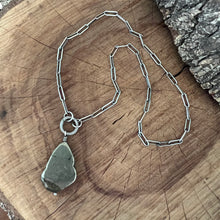 Paperclip Chain Pyrite Slab Necklace