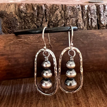 Hammered Sterling Oval Navajo Pearl Earrings