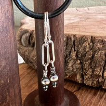 Paperclip Chain Navajo Pearl Hematite Earrings