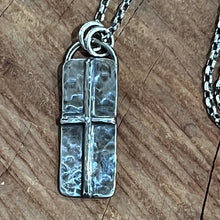 Hammered Sterling Cross Necklace