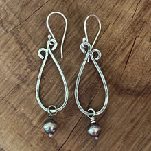 Sterling Silver Navajo Pearl Teardrop Earrings