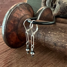 Paperclip Chain Navajo Pearl Hematite Earrings