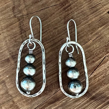 Hammered Sterling Oval Navajo Pearl Earrings