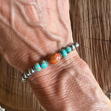 Navajo Pearl Kingman Turquoise Apple Coral Bracelet