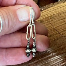 Paperclip Chain Navajo Pearl Hematite Earrings