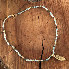 Amazonite and Pyrite Feather Necklace